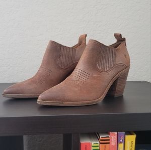 Frye Womens Shootie Brown Leather Distressed Boot Size 8.5 ORIG. $348